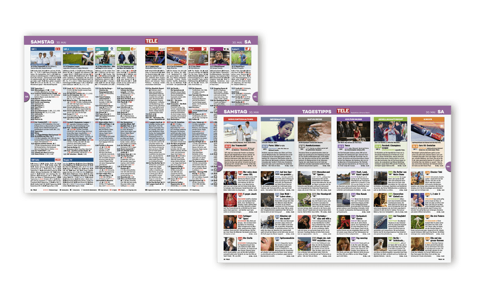Magazin | TV4 - Inhaltsseite <h2>TVvier - 4 Wochen TV-Programm pur</h2>
<p> </p>
<p>TVvier bietet eine kompakte Übersicht über das TV-Programm mit täglich über 50 Sendern. Jede Programmwoche ist farblich abgestimmt. Jede Ausgabe enthält zahlreiche unterhaltsame Räselseiten.</p>